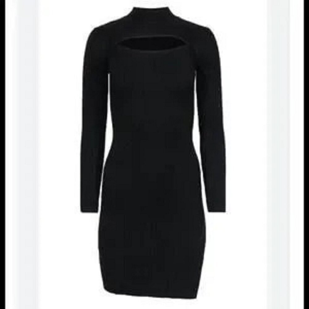 Blue Orchid Black High Neck Open Bust Long Sleeve Sweater Dress Women's S - NEW